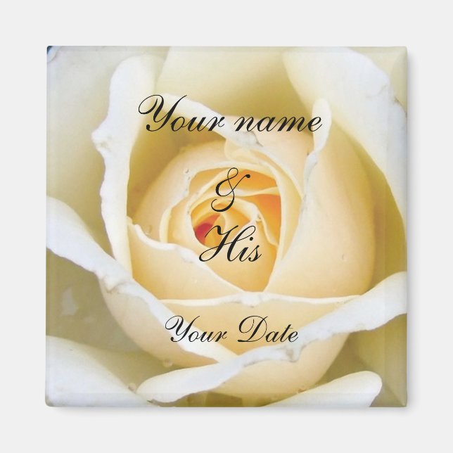 Magnet Mariage Rose blanche (Devant)