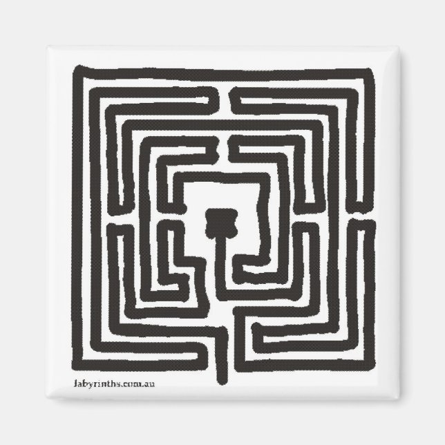 Magnet medieval labyrinth pen square small (Front)