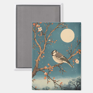 Magnet - Moonlit Bird on Blossom Branch