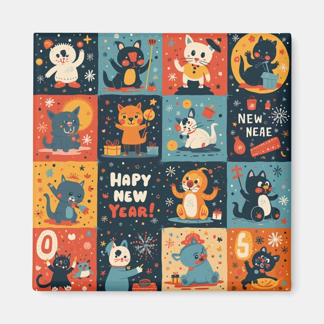 Magnet motif du Nouvel An (Devant)