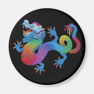 Magnet noir avec Dragon coloré