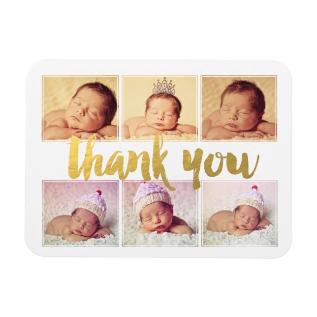 MAGNET Nouveau Faire-part de naissance bébé Merci (Horizontal)