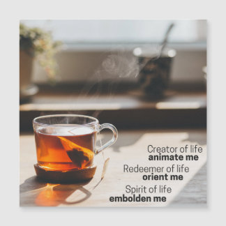 Magnet of prayer for first cup of coffee