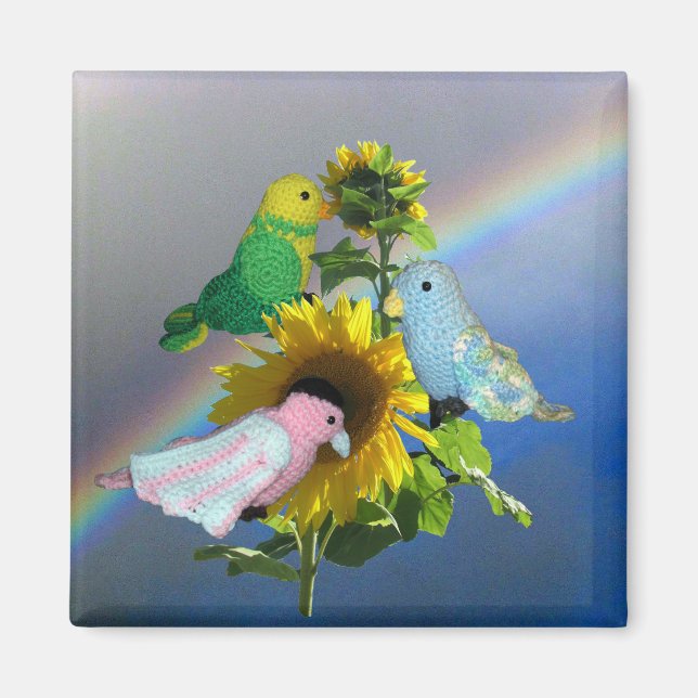 Magnet - Oiseaux de jouets sur tournesol (Devant)