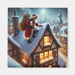 Magnet Père Noël sur le toit