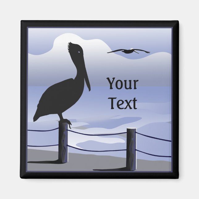 Magnet personnalisé de bord de mer de Pelican (Devant)