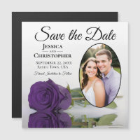 Magnet Photo de Mariage Fleur Rose Violette pour S
