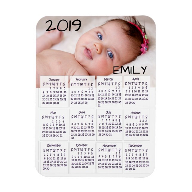 Magnet photo du calendrier 2019 (Vertical)