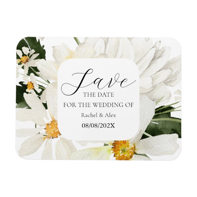 Magnet photo flexible floral pour mariage à date d (Horizontal)