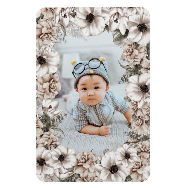 Magnet photo floral rustique (Vertical)