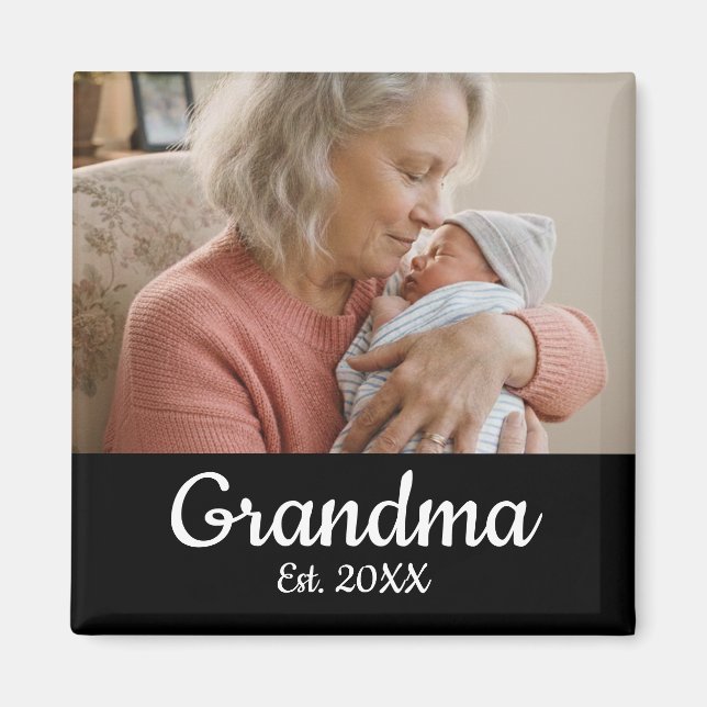Magnet Photo Mamie Année Fondée Simple Script (Devant)