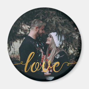 Magnet photo personnalisé Gold Foil Love Calligra