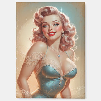 Magnet Pin-Up Blonde Glamor Blue Lace Dress