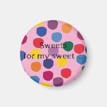 Magnet - pink with dots and writing