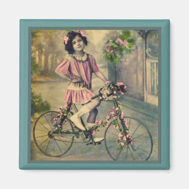 Magnet pour fille à vélo (Devant)