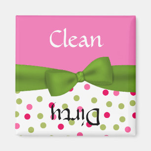 Magnet pour lave-vaisselle vert et rose blanc