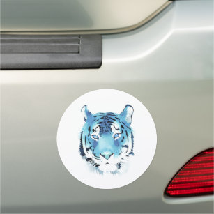 Magnet Pour Voiture Aquarelle de tête de tigre bleu 