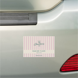 Magnet Pour Voiture Code QR Logo Boulangerie Rayures Rose Prépa 