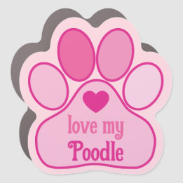 Magnet Pour Voiture Empreinte de patte rose avec coeur Chien personnal