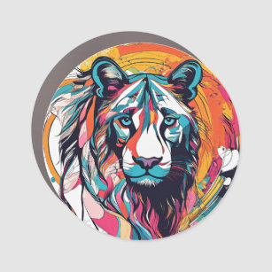Magnet Pour Voiture Vibrant et coloré pop art Tiger