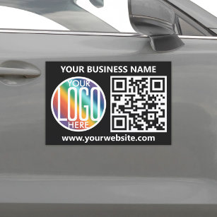 Magnet Pour Voiture Votre logo et votre code QR Business Promoted Blac