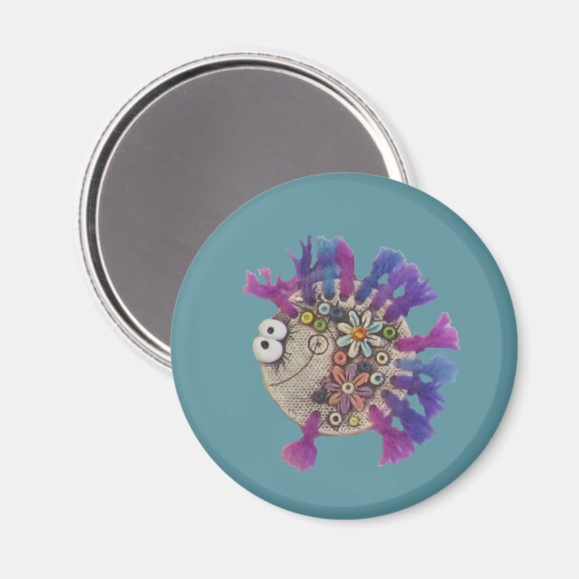Magnet - Purple Yarn Fish - Baby (Front/Back)