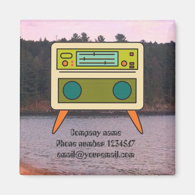 Magnet radio rétro modifiable pour la marque (Devant)