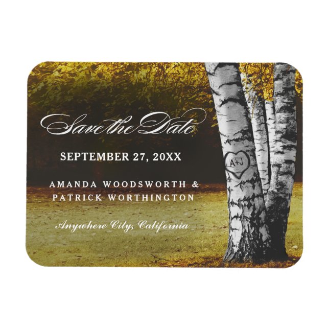 Magnet Réservez la date automne de l'arbre cardiaq (Horizontal)