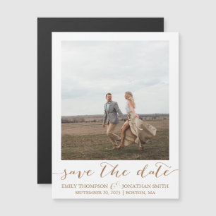 Magnet Réservez la date avec une seule photo en or