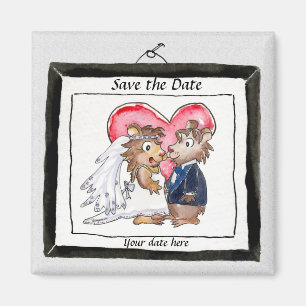 Magnet Réservez la date Caricature Mariage