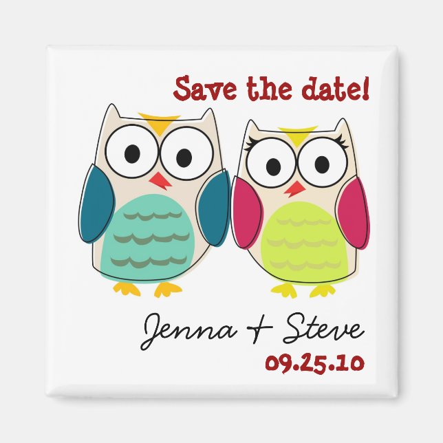 Magnet Réservez la date Cute Owl (Devant)