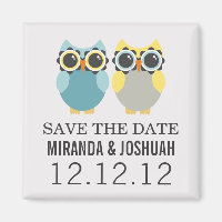Magnet Réservez la date de conception de hibou ble