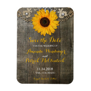 Magnet Réservez la date de tournesol rustique