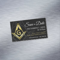 Magnet Réservez la date masonique | Noir et or
