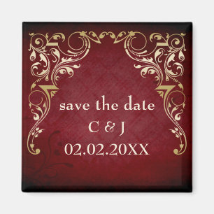 Magnet Réservez la date rouge rustique