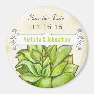 Magnet Réservez la date Succulent de la chaux jaun