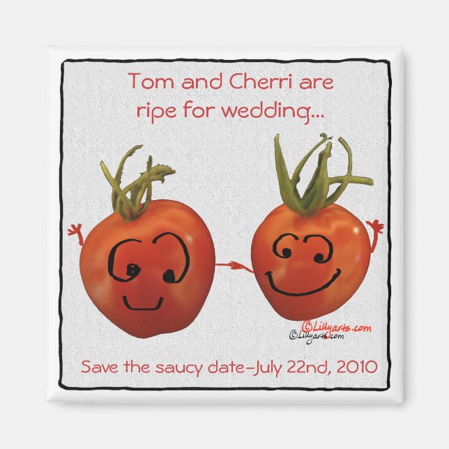 Magnet Réservez la date tomates Mariages rouges mi (Devant)