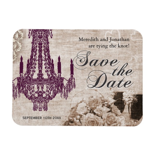 Magnet Réservez la date vintage (Horizontal)