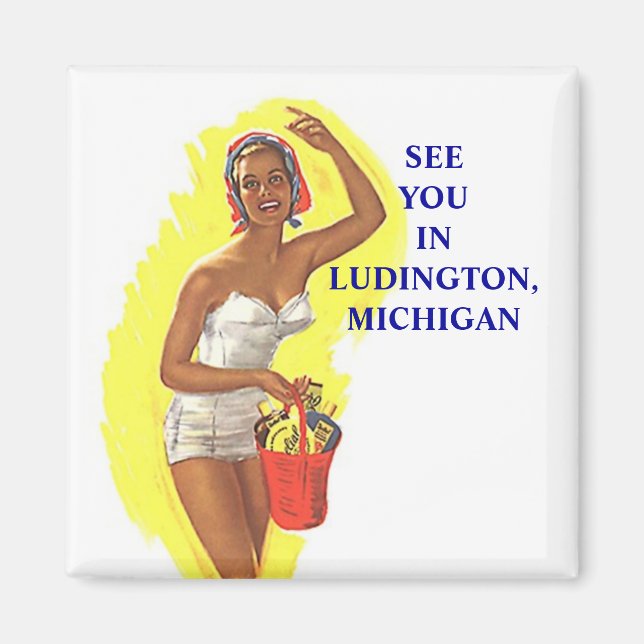 Magnet ~ RETRO Stylish Lady En maillot De Bain À L (Devant)