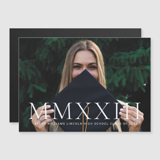 Magnet Roman Numeral Photo Graduation Announcement (Front/Back)