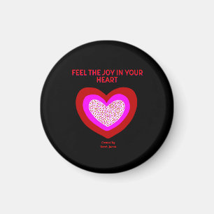 Magnet rond de coeur joyeux