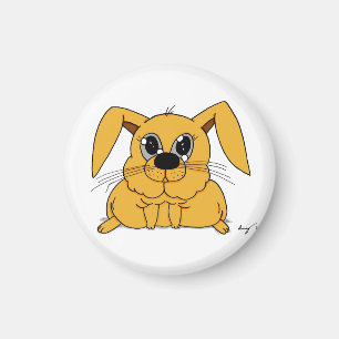 Magnet rond de lapin gras mignon