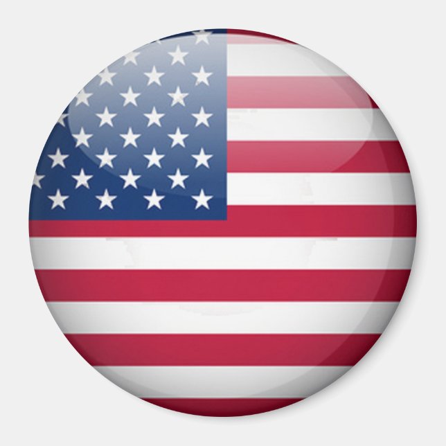 Magnet rond du bouton Drapeau américain (Devant)