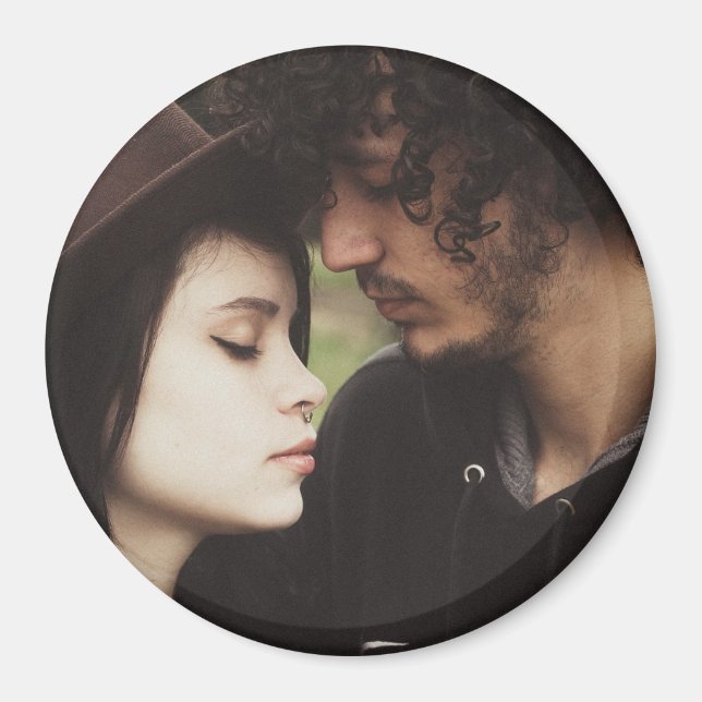 Magnet rond photo personnalisé de couple (Devant)