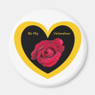 Magnet Roses on Heart Black Yellow, Be My Val