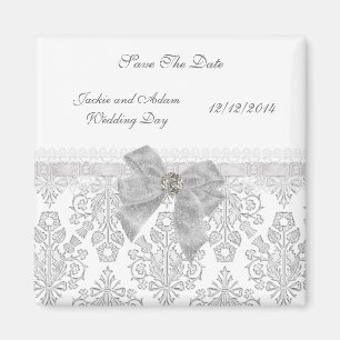 Magnet Save The Date Wedding Damask White