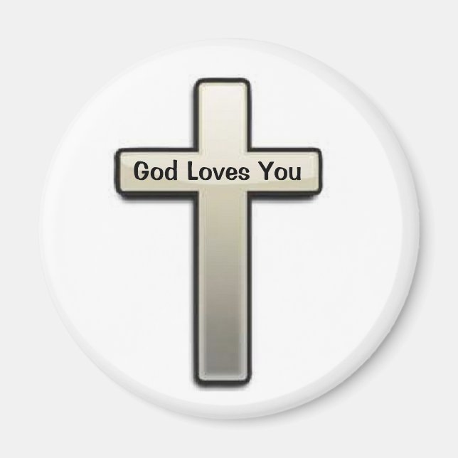 Magnet Silver Cross Dieu vous aime (Devant)