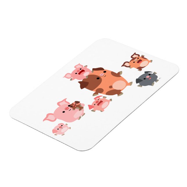 Magnet souple de la famille de cochon en caricatur (Côté Gauche)
