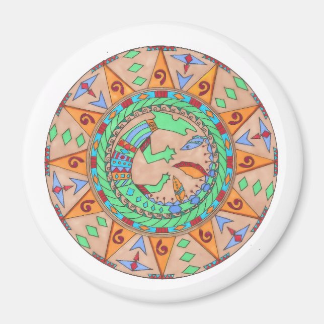 Magnet, southwestern native american mandala magnet (Front)