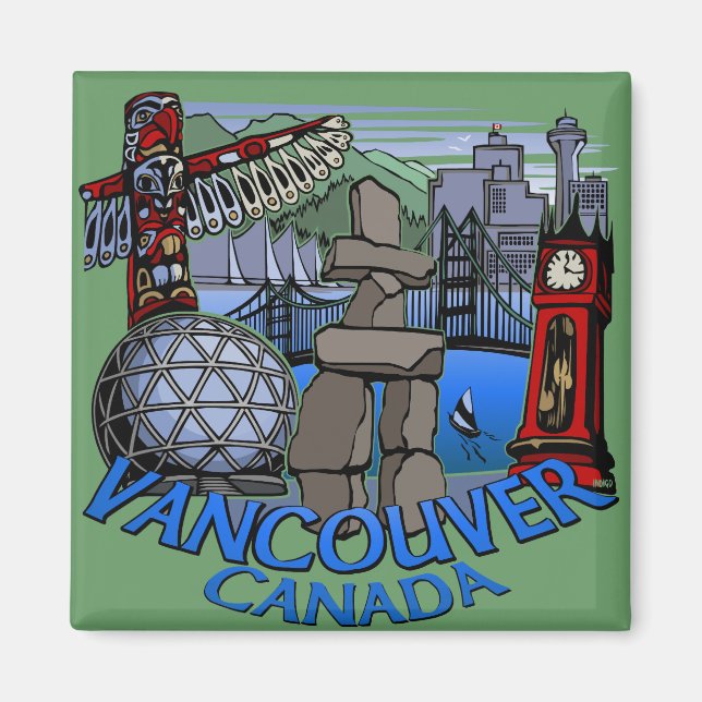 Magnet Souvenir Magnet de Vancouver Boutons et cad (Devant)